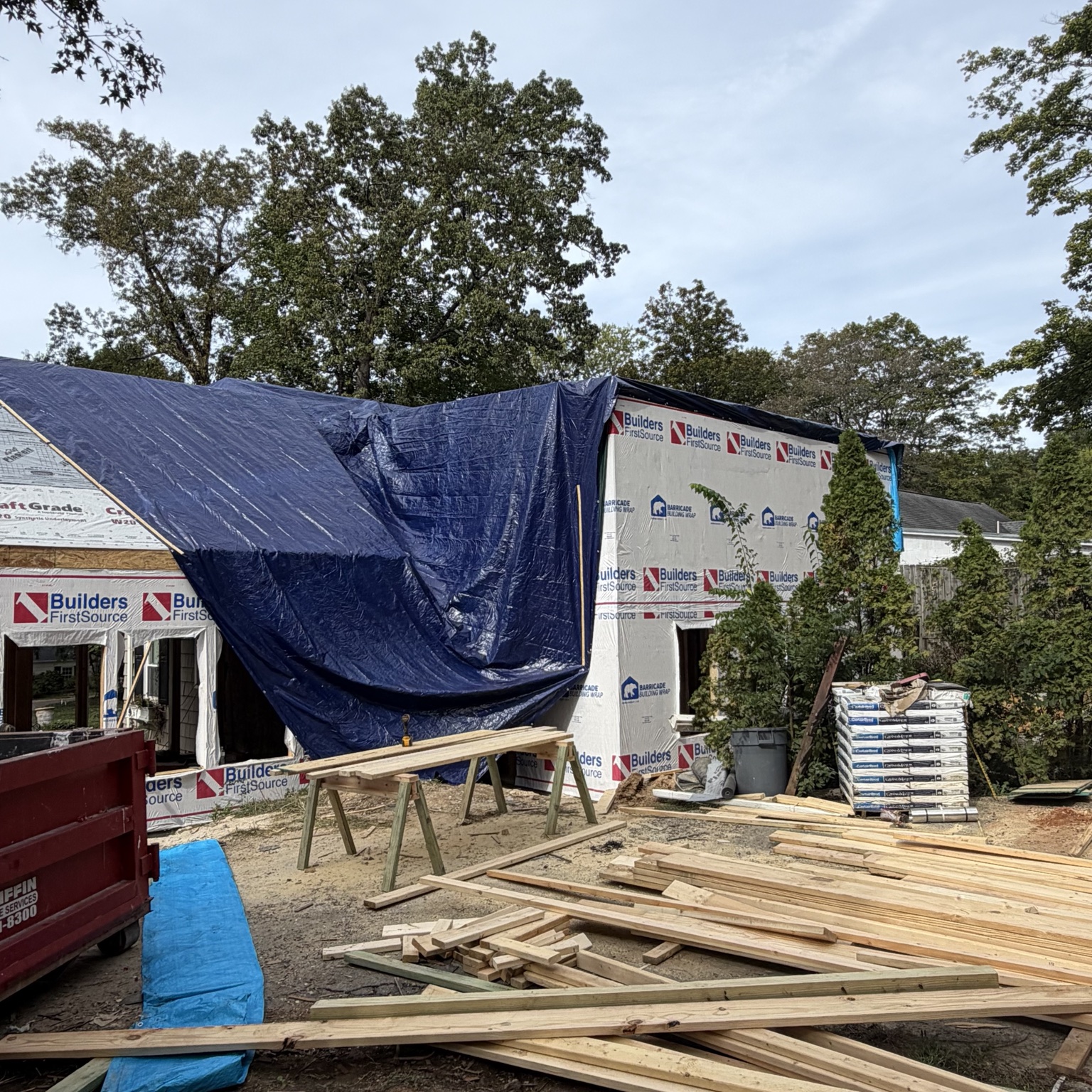 House framing and sheathing work in progress