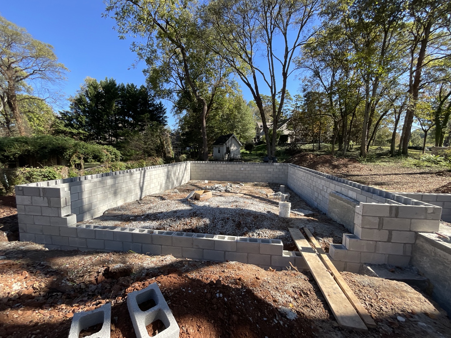 Block foundation walls before slab placement